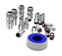 HanOaki Kit de 19 pièces d'accouplement rapide pneumatique 1/4" NPT - Connecteurs en acier zingué compatibles avec les outils européens C/A et japonais