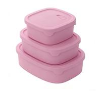 HanOaki Lot de 3 boîtes à goûter en silicone étanches - Résistantes à la chaleur - Passe au micro-ondes, au congélateur et au lave-vaisselle - Réutilisables - Pour l'école, le camping, le bureau