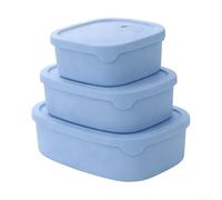 HanOaki Lot de 3 boîtes à goûter en silicone étanches - Résistantes à la chaleur - Passe au micro-ondes, au congélateur et au lave-vaisselle - Réutilisables - Pour l'école, le camping, le bureau