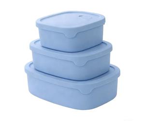 HanOaki Lot de 3 boîtes à goûter en silicone étanches - Résistantes à la chaleur - Passe au micro-ondes, au congélateur et au lave-vaisselle - Réutilisables - Pour l'école, le camping, le bureau