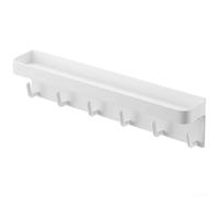 HanOaki Porte-clés mural moderne en acier inoxydable sans perçage - Cintre minimaliste noir et blanc pour l'organisation de l'entrée jusqu'à 5 kg de capacité de charge (blanc)