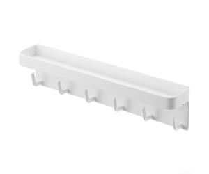 HanOaki Porte-clés mural moderne en acier inoxydable sans perçage - Cintre minimaliste noir et blanc pour l'organisation de l'entrée jusqu'à 5 kg de capacité de charge (blanc)