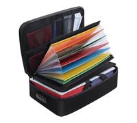 HanOaki Porte-documents ignifuge avec serrure 7 compartiments - Boîte de rangement résistante à la chaleur pour dossiers A4 - Organiseur résistant à l'eau 36 x 27 cm