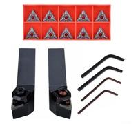 HanOaki TNMG160408 Ensemble d'inserts et de supports en carbure | Comprend des porte-outils WTJNR2020K16 et WTJNL2020K16 | 10 pièces pour tournage en acier, inoxydable, fer | Faible force de coupe