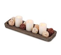 Hanobe Bougeoir Bois Plateau Decoratif: Vintage Longue Etroit Decoration de Table Bougeoirs Plats et Plateaux - Rustique Marron Petit Plateau Ferme Deco pour Table Basse 40cm