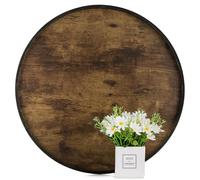 Hanobe Grand Plateau de Service Bois: XXL Decoratif Plateaux Rond pour Ottoman Cuisine - Vintage Marron Plats avec Poignées pour Réception de Fête 45cm
