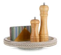 Hanobe Lazy Susan Plateau tournant Rond en Bois Blanc pour comptoir de Cuisine, Table Basse, décoration d'intérieur avec toupie à épices en Perles