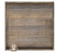 Hanobe Plateau de Service Bois Grand: Vintage Brun Foncé Plateaux Decoratif XXL Poignées pour Salon Table Basse Pouf - 56cm Plateau Carré Decoration Centre de Table pour Maison Cuisine