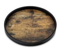 Hanobe Plateau de Service Bois: Rustique Plat Decoratif Rond Petit Marron Cafe Plateaux Perles Boho Mini Table Plats Ferme Deco pour Repas Canapé Cuisine, 30cm