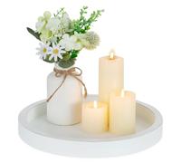 Hanobe Plateau Decoratif Bois Deco: Moderne Bougie Plateaux de Table Basse Blanc 28cm Rond Decoration Maison pour Chambre Salon Salle