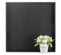 Hanobe Plateau Service Bois Grand: Carré XXL Plateau Decoratif Noir Moderne Oberfläche Leder Bougie Deco Plateaux pour Salle de Séjour Ottoman Cuisine 55cm