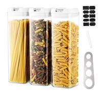 Hanobe Stockage De PâTes En Plastique, Bocal à Spaghetti HerméTique, RéCipients à PâTes Avec Couvercles, Ensemble De 3 RéCipients De Stockage D'Aliments Durables Et Empilables Pour Garde Manger Frigo