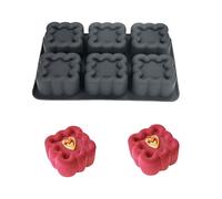 HanQZen Set de moules à gâteau en silicone 3D fraise et framboise - Moules à dessert flexibles pour mousse, brownies, gelée, glaces et sucreries (motif fruits) ((gâteau carré)(noir))