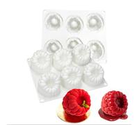 HanQZen Set de moules à gâteau en silicone 3D fraise et framboise - Moules à dessert flexibles pour mousse-gâteaux, brownies, gelée, glaces et sucreries (motif fruits) (Rouge profond)