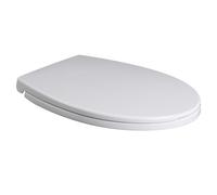 Hanra Abattant de toilettes, fermeture amortie et démontage rapide pour un nettoyage facile, forme ovale standard, fixation supérieure, blanc avec charnières ajustables, 460L x 370W