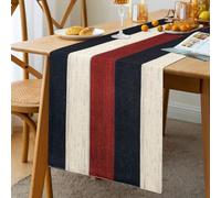 Hanrunsi Chemin de Table d'hiver Moderne Lavable Décoration de Table 33 x 183 cm Rouge Bleu Blanc Nappe pour Mariage fête Anniversaire Intérieur et Extérieur Accessoire de Fête Festival