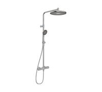 Hansa Colonne de douche en applique Aurelia – mitigeur thermostatique, pluie, 3 jets, acier brossé