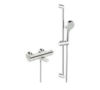 Hansa Basic - Colonne de douche avec mitigeur de baignoire thermostatique, 3 jets, chromé 55162131