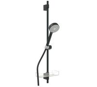 Hansa Basicjet - Ensemble pommeau de douche, barre, porte-savon et flexible, 3 jets, ECO, noir mat 4467013333