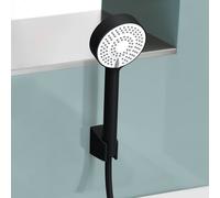 Hansa Armaturen Set de douche Basicjet 4468013333 – 3 jets, ECO, noir mat, support et flexible