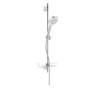 Hansa Basicjet - Set de pommeau de douche, 1 jet, flexible et barre avec tablette, chrome 44770111