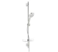Hansa Basicjet - Set de pommeau de douche, 1 jet, flexible et barre avec tablette, chrome 44790111