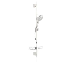 Hansa Basicjet - Set de pommeau de douche, 1 jet, flexible et barre avec tablette, chrome 44790111
