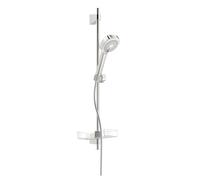 Hansa Basicjet - Set de pommeau de douche, 3 jet, flexible et barre avec tablette, chrome 44770131