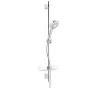Hansa Basicjet - Set de pommeau de douche, 3 jet, flexible et barre avec tablette, chrome 44790131