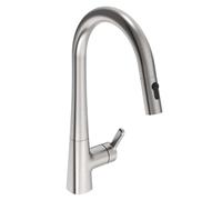 Hansa Designo - Mitigeur d'évier avec douchette extractible, acier brossé 5136228380