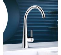 Robinet de cuisine style Hansa Hansadesigno 51012283 côté levier, pivotante , projection 219 mm, chromé