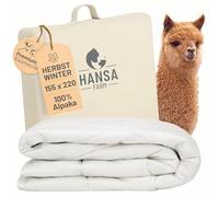 HANSA-FARM | Couette bio pour bébé alpaga 155 x 220 cm (garnissage 1700 g) - Chaude automne et hiver - Respirante et thermorégulatrice - Grand sac de rangement