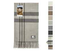 HANSA-FARM | Extra Large Couverture bébé alpaga - 200 x 130 cm - Doux et Moelleux en 100% Laine d'alpaga bébé Plaid Couvre-lit Gris argenté à Carreaux (Gris)