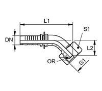 Hansa-Flex Raccord à mâchoire en acier robuste DKOS 45° Pression 630 bar Filetage écrou M16 x 1,5 5 mm Diamètre 72 mm Longueur