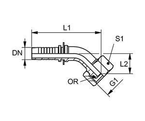 Hansa-Flex Raccord à mâchoire en acier robuste DKOS 45° Pression 630 bar Filetage écrou M16 x 1,5 5 mm Diamètre 72 mm Longueur
