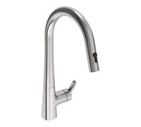 HANSA Hansa Mitigeur monocommande évier HANSADESIGNO Style commande latérale, 2 jets, H 231 mm, acier brossé Quantité:1