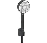 Hansa Armaturen Set de douche Basicjet 4468013333 – 3 jets, ECO, noir mat, support et flexible