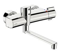 Hansa Hansaelectra robinetterie murale pour lavabo infrarouge 08866202 fonctionnement sur batterie, thermostat, saillie 286mm, chromé