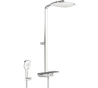 Hansa Thermostat de douche Hansaemotion 5865017284 AP, fonctionnement sur batterie, 3 jets, chromé sécurité, saillie 401 mm, chromé / gris