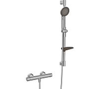 Hansa HANSAPRISMA système de douche 4813042180 avec thermostat, montage mural, 770mm, acier brossé