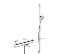 Hansa Optima - Set de douche avec thermostat de baignoire, 3 jets, chrome 48372331