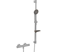 Hansa Prisma - Set de douche avec thermostat, 3 jets, acier brossé 4813043180