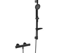 Hansa Prisma - Set de douche avec thermostat, 3 jets, noir mat 4813042133