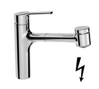 Hansa Ronda - Mitigeur d’évier avec douchette extractible, pour chauffe-eau instantané, chrome 55191133