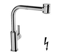 Hansa Ronda - Mitigeur d’évier avec douchette extractible, pour chauffe-eau instantané, chrome 55231103