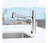 Hansa Ronda - Mitigeur d’évier avec douchette extractible, pour chauffe-eau instantané, chrome 55191133