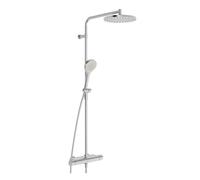 Hansa Viva - Set de douche avec thermostat, diamètre 25 cm, 3 jets, acier brossé 6515920180