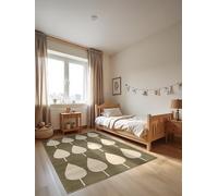 Hanse Home Adventures Tapis de Jeu Design Feuilles pour Enfant - Design Moderne de Feuilles - Tapis de Jeu pour garçon et Fille - pour Chambre d'enfant, Chambre d'adolescent, Salon - Vert crème - 120