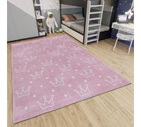Hanse Home Adventures Tapis pour Enfant - Motif Couronne Moderne - pour garçon et Fille - pour Chambre d'enfant, Salle de Jeux, Chambre d'adolescent, Salon - Couronne Rose, 160 x 235 cm