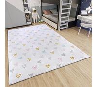 Hanse Home Adventures Tapis pour Enfant - Motif cœur Moderne - pour Chambre d'enfant, Salle de Jeux, Chambre d'adolescent, Salon - Crème Multicolore, 160 x 235 cm
